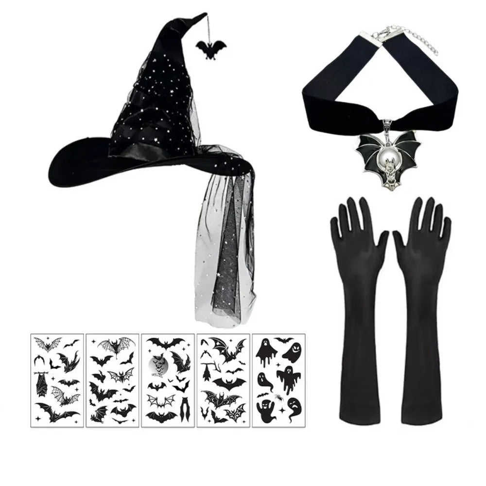 Ensemble chapeau et gants de sorcière