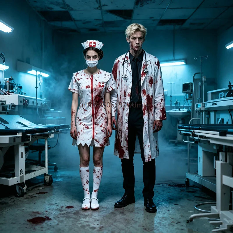 Costume de couple médecins zombies