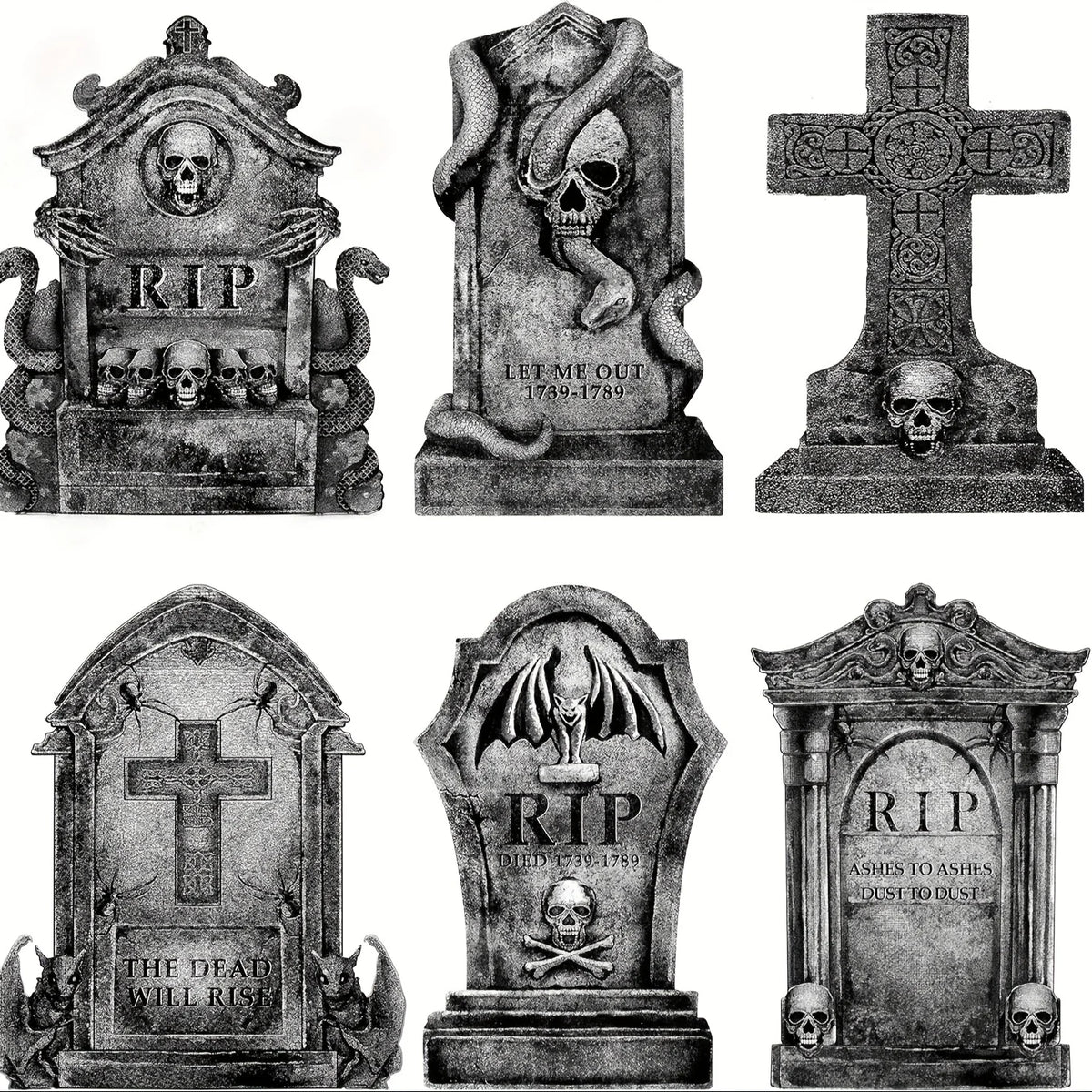 Tombstone - Tombstone + Web + Hanging Skulls - Halloween pack