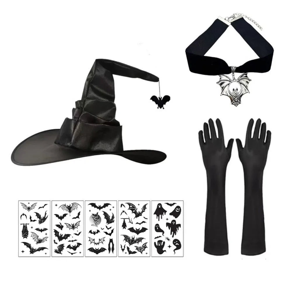 Ensemble chapeau et gants de sorcière