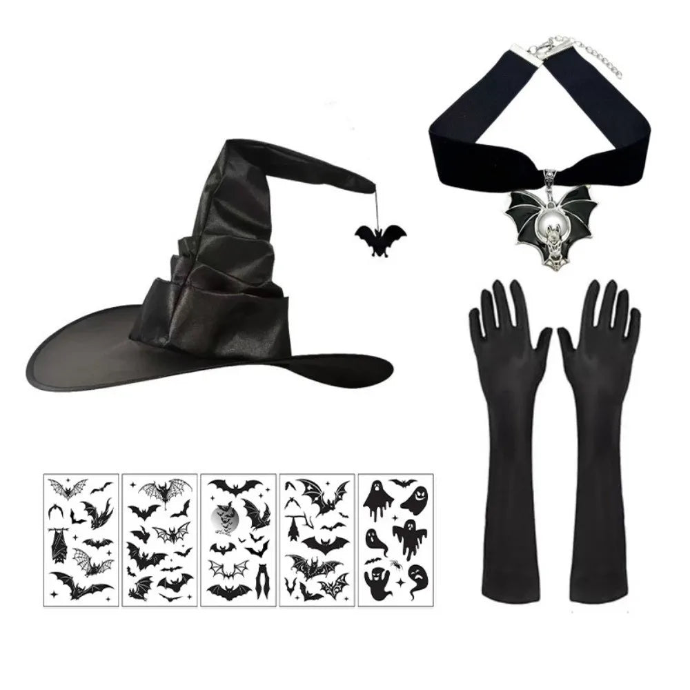 Ensemble chapeau et gants de sorcière