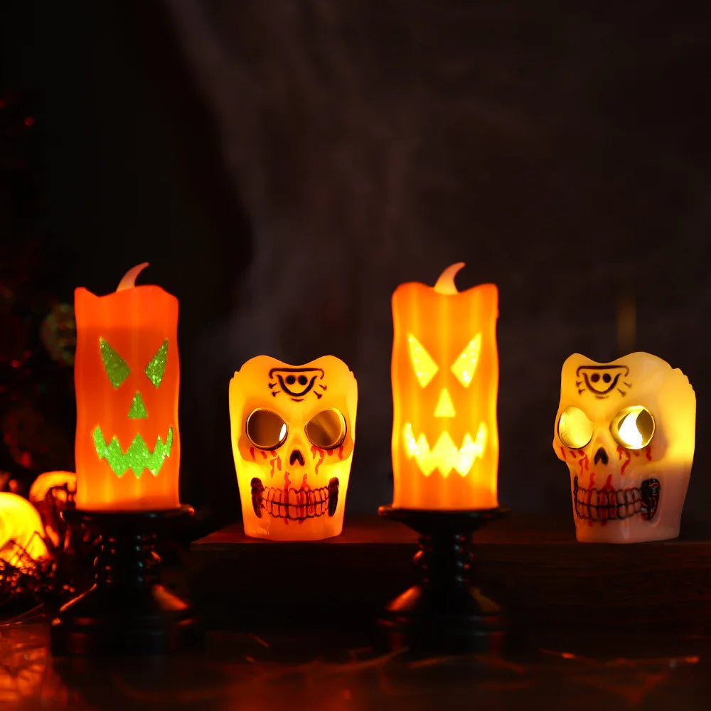 LED Candle - Candle + Skulls + Spider Web - Halloween pack