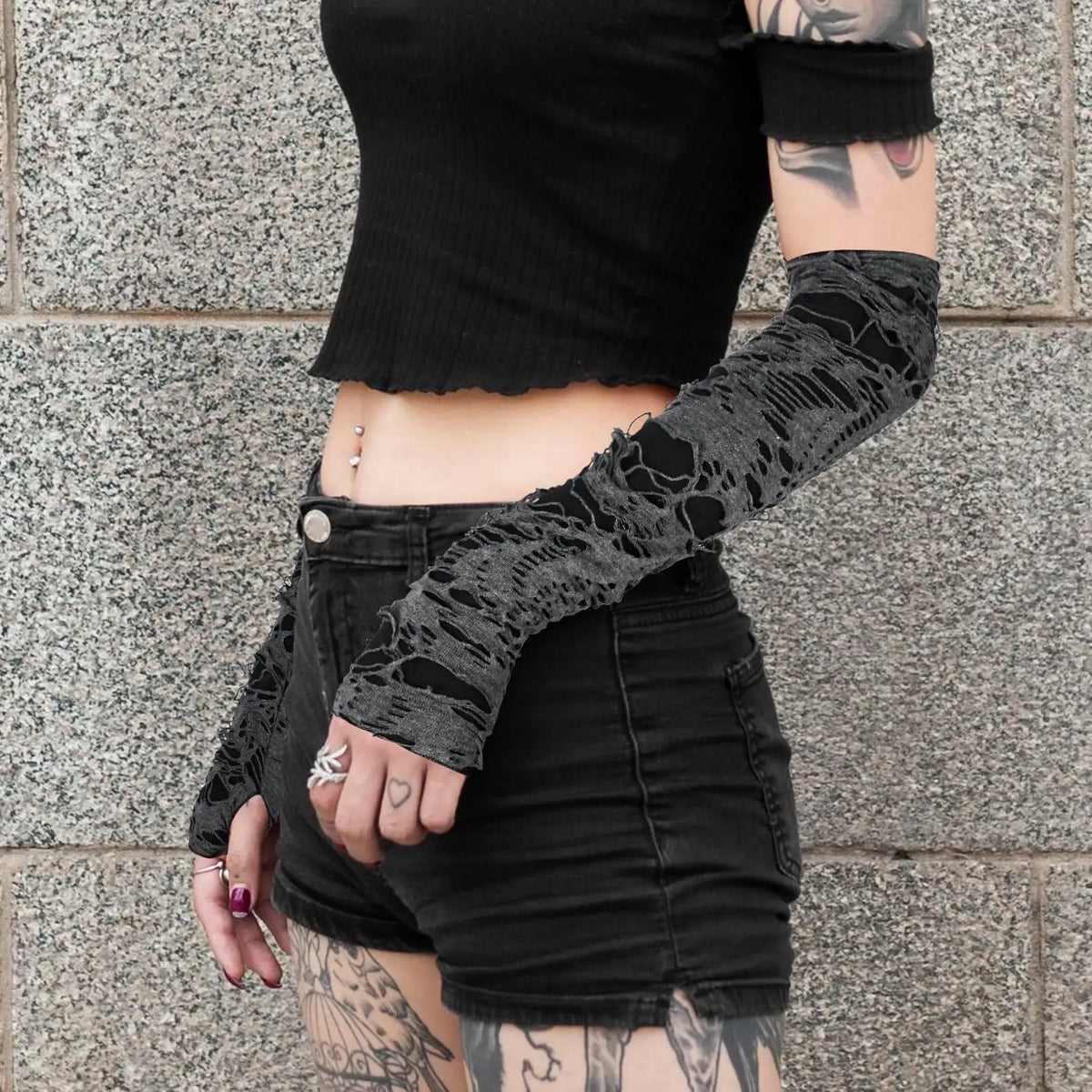 Ripped Fingerless Gloves