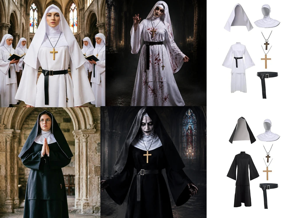 Women's Gothic Nun Costume Set