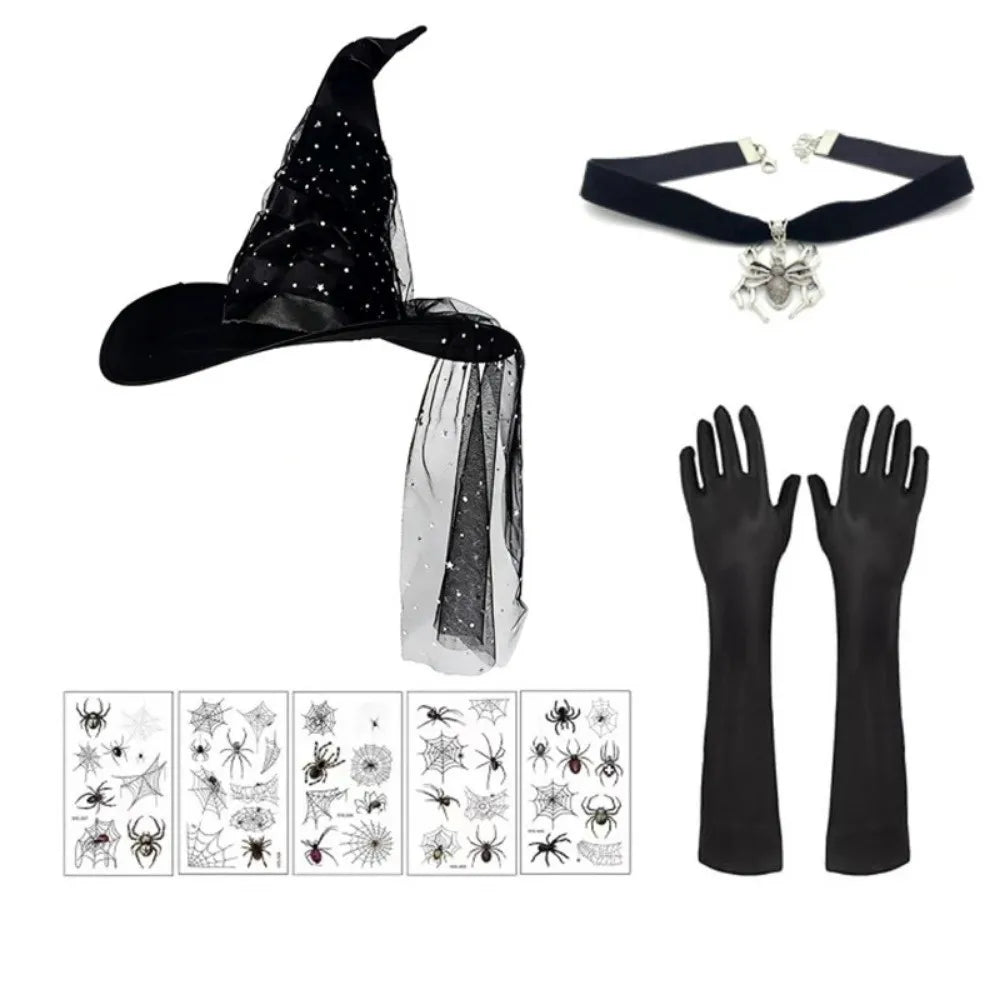Ensemble chapeau et gants de sorcière